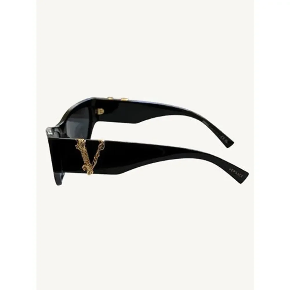 Versace VE4383 GB1/87 Black Cat Eye Sunglasses Gold Barocco V New Full Set